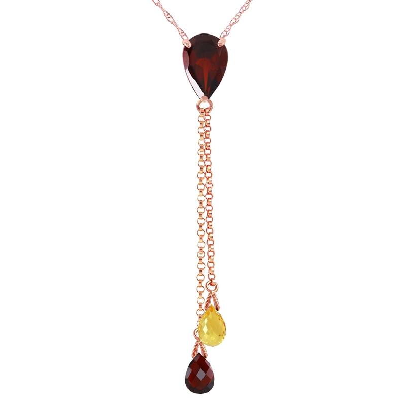 14K Rose Gold Necklace w/ Garnets & Citrine
