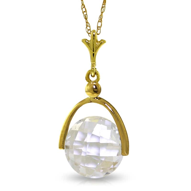 3.65 Carat 14K Gold Necklace Checkerboard Cut White Topaz