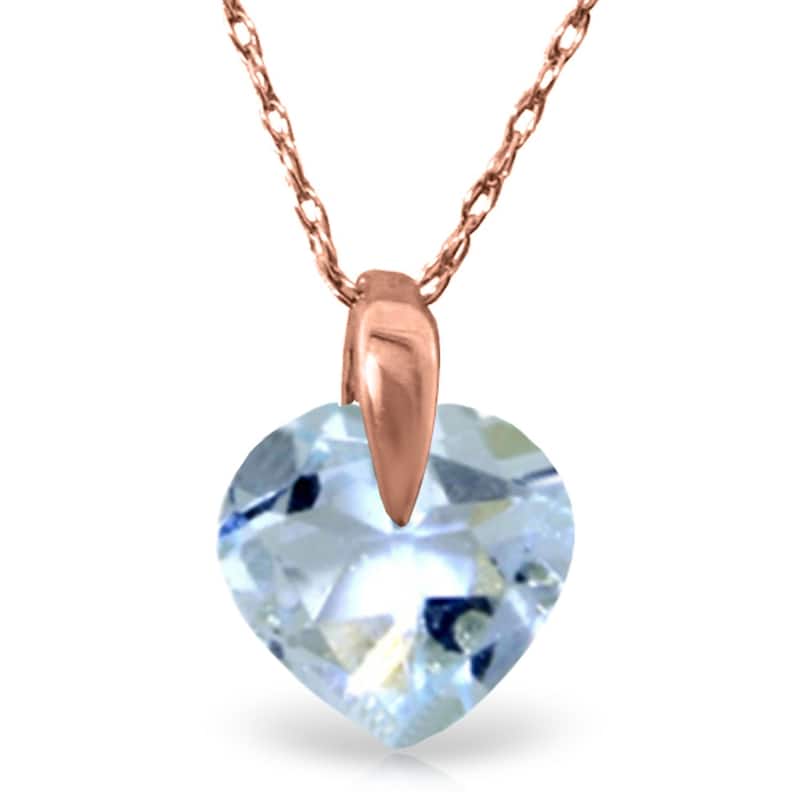 1.15 Carat 14K Rose Gold Lonely Heart Aquamarine Necklace