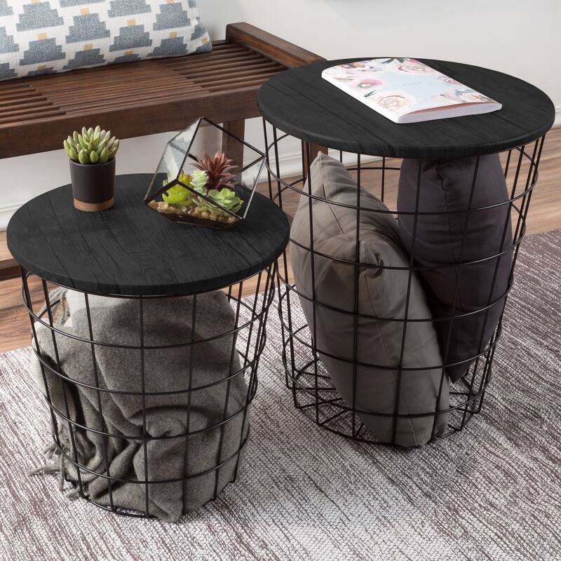 Set of 2 Nesting End Tables by Lavish Home - 17.5 x 17.5 x 20.5
