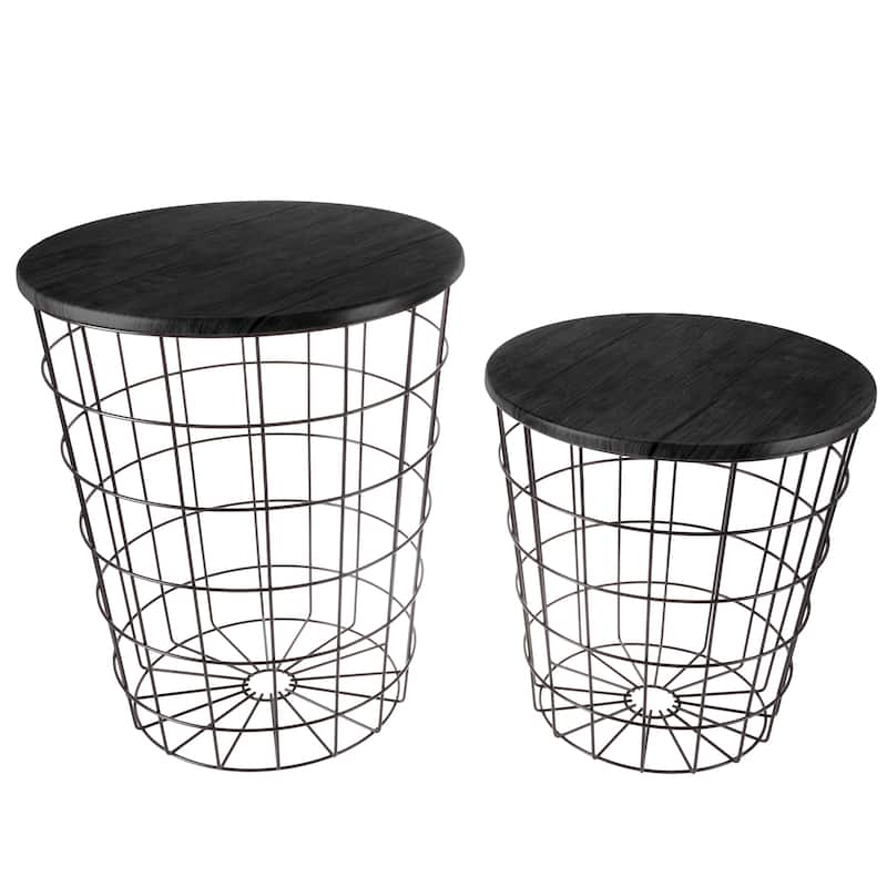 Set of 2 Nesting End Tables by Lavish Home - 17.5 x 17.5 x 20.5 - Black