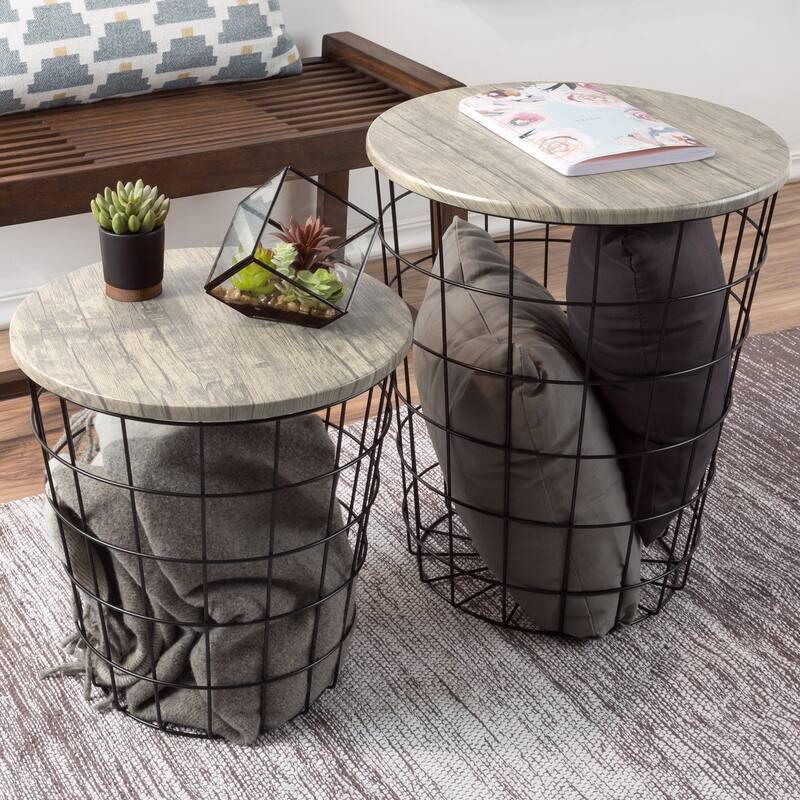 Set of 2 Nesting End Tables by Lavish Home - 17.5 x 17.5 x 20.5