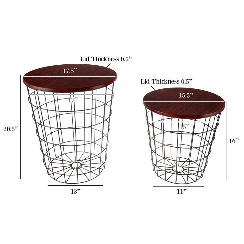 Set of 2 Nesting End Tables by Lavish Home - 17.5 x 17.5 x 20.5