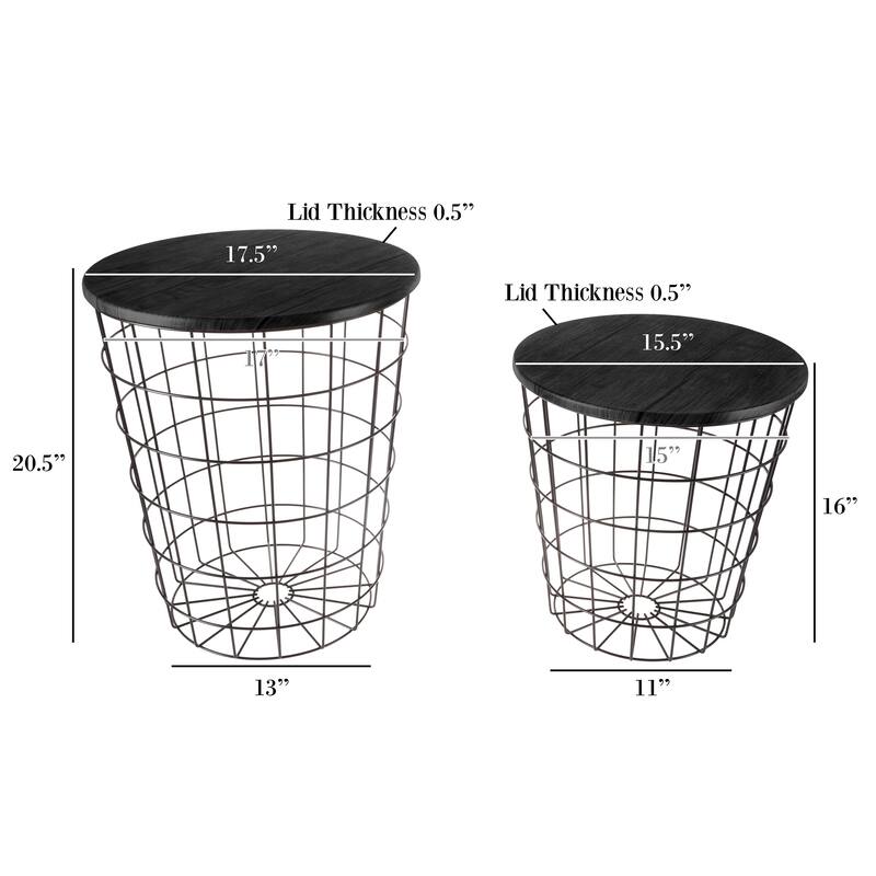 Set of 2 Nesting End Tables by Lavish Home - 17.5 x 17.5 x 20.5