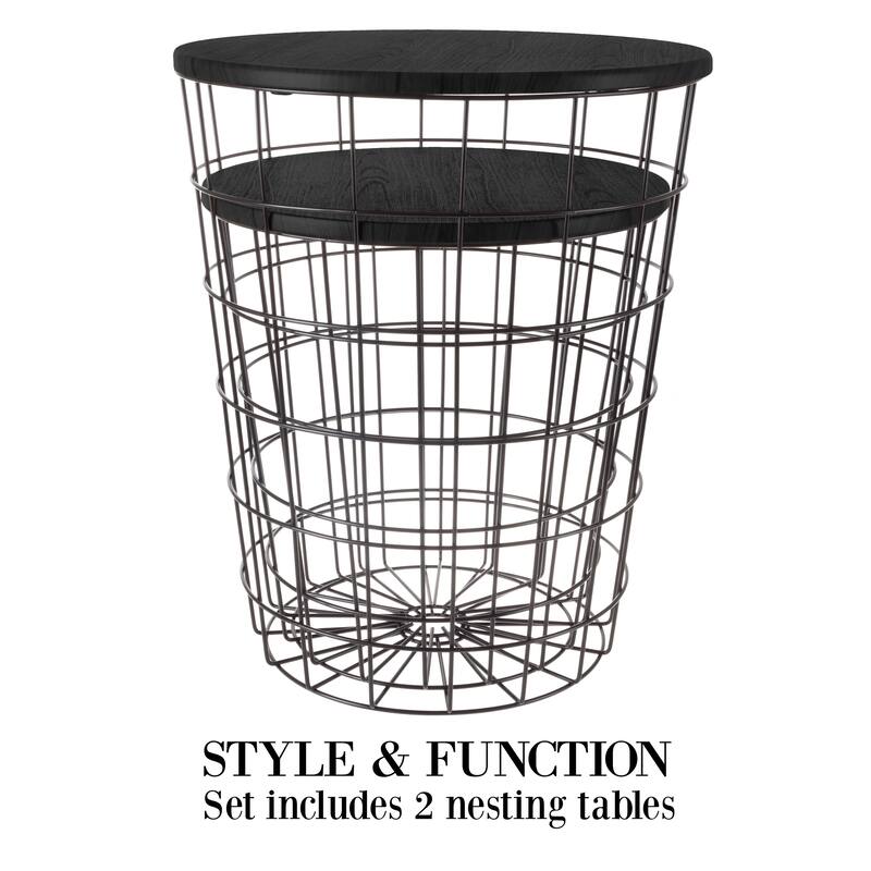 Set of 2 Nesting End Tables by Lavish Home - 17.5 x 17.5 x 20.5