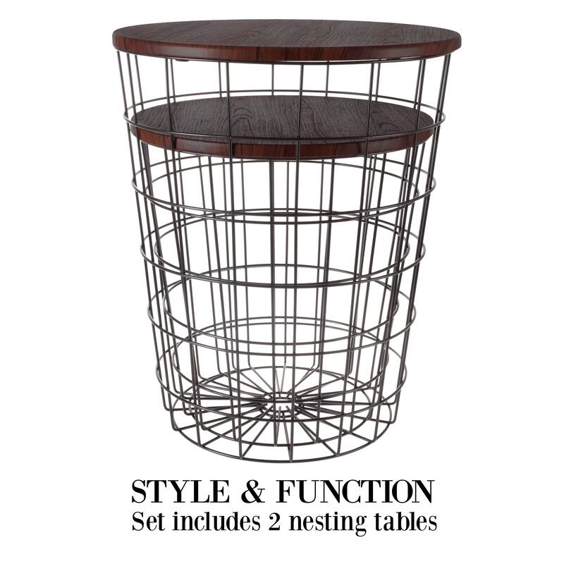 Set of 2 Nesting End Tables by Lavish Home - 17.5 x 17.5 x 20.5