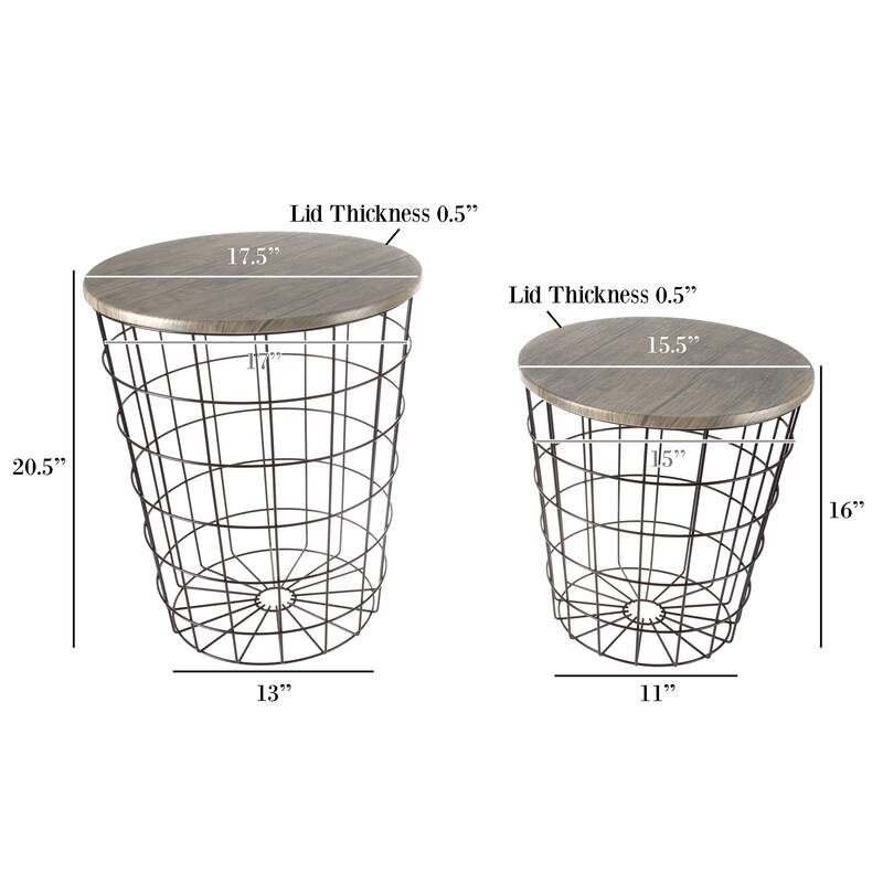 Set of 2 Nesting End Tables by Lavish Home - 17.5 x 17.5 x 20.5