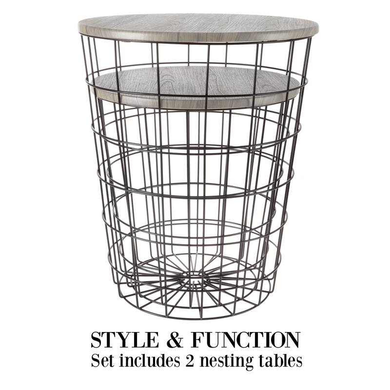 Set of 2 Nesting End Tables by Lavish Home - 17.5 x 17.5 x 20.5