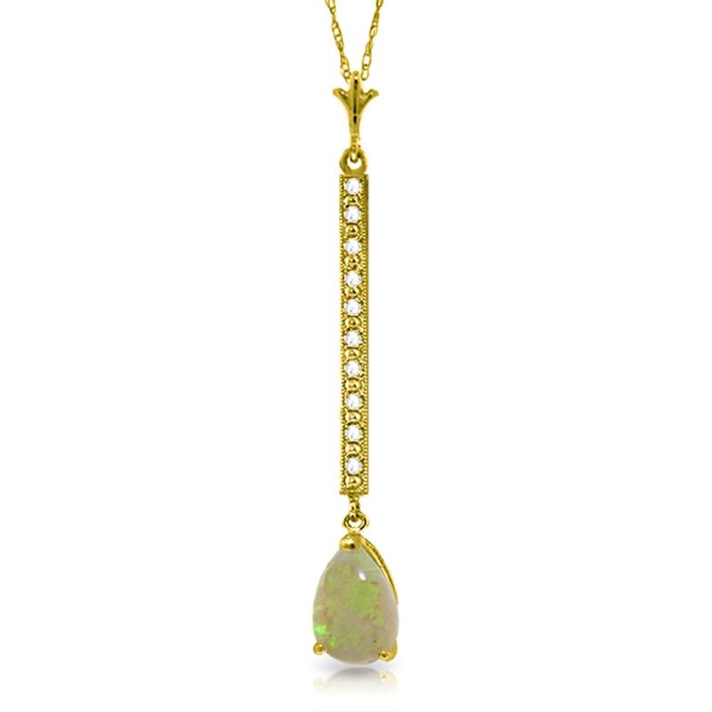 0.82 Carat 14K Gold Necklace Diamond Opal