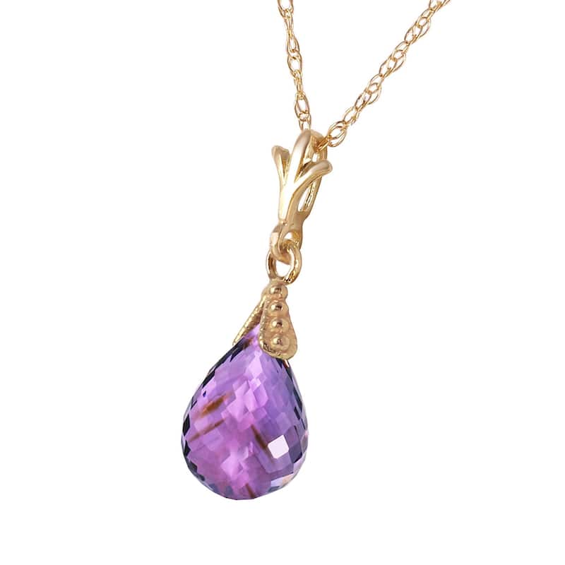 2.5 Carat 14K Gold Necklace Briolette Purple Amethyst