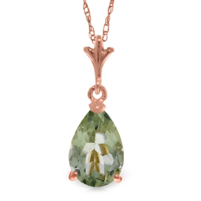 1.5 Carat 14K Rose Gold Peart Green Amethyst Necklace