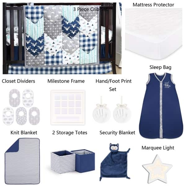 slide 2 of 2, The Peanutshell Woodland Trail 18-Piece Nursery Essentials Set