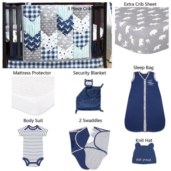 slide 1 of 1, The Peanutshell Woodland Trail 11 Piece Sleep Essentials Crib Set