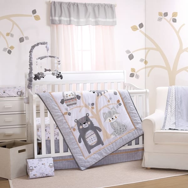 slide 2 of 4, Little Haven Woodland Friends 3 Piece Crib Set - Grey