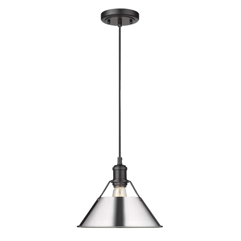 Orwell 1 Light Pendant - 10" - Matte Black with Chrome