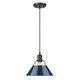preview thumbnail 13 of 16, Orwell 1 Light Pendant - 10" Matte Black with Matte Navy