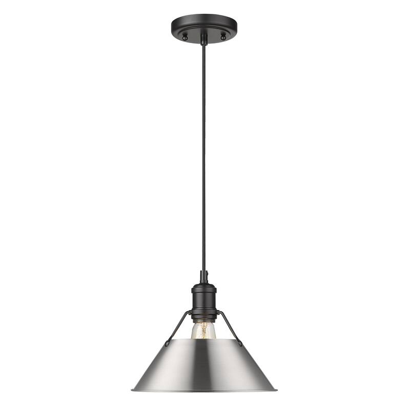 Orwell 1 Light Pendant - 10" - Matte Black with Pewter