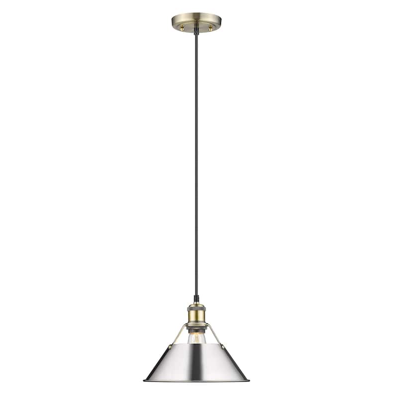 Orwell 1 Light Pendant - 10" - Aged Brass with Chrome