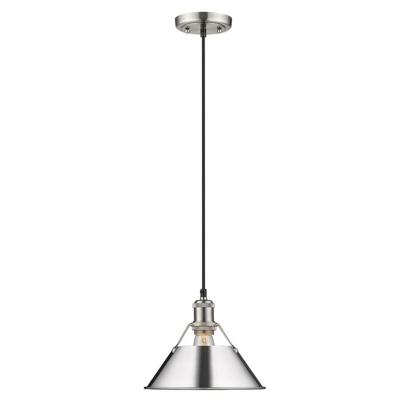 Orwell 1 Light Pendant - 10" - Pewter with Chrome