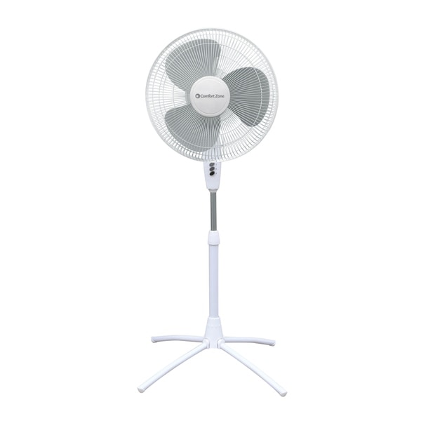Comfort Zone CZST185WT Adjustable-Height 18-inch 3-Speed Oscillating Pedestal Fan with Quad-Pod® Folding Base