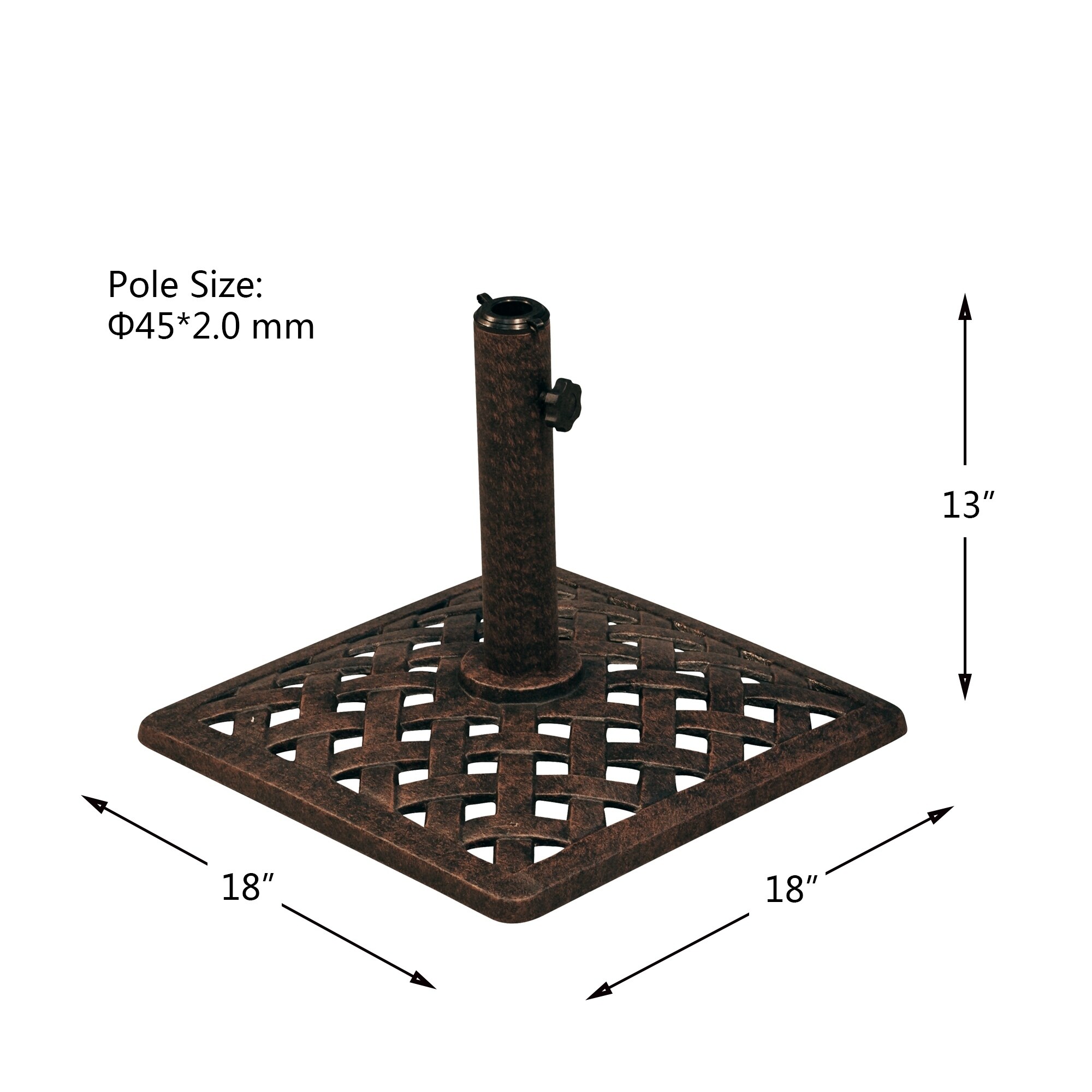 Outsunny 20 Square Patio Umbrella Base Outdoor Resin Parasol Stand Market Umbrella Holder Deck Bronze