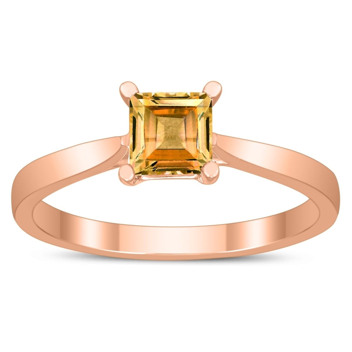 Square Princess Cut 5MM Citrine Solitaire Ring in 10K Rose Gold
