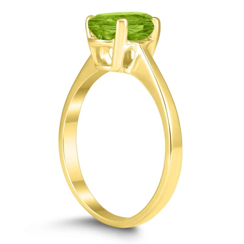 Oval Solitaire 8X6MM Peridot Ring in 10K Yellow Gold