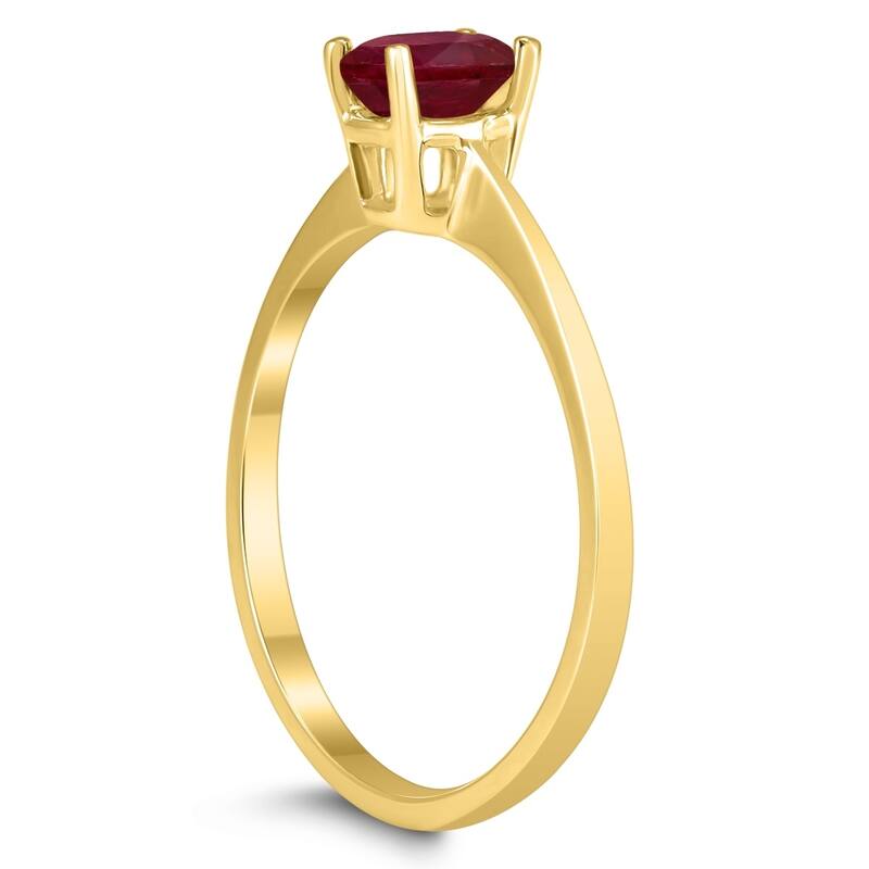 Oval Solitaire 6X4MM Ruby Ring in 10K Yellow Gold