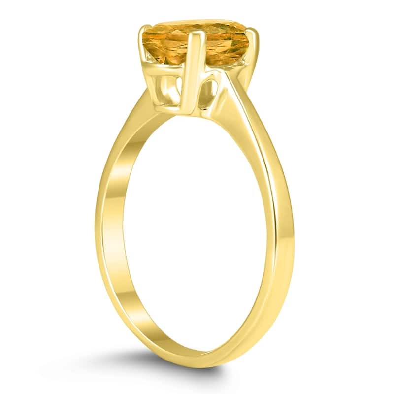 Oval Solitaire 8X6MM Citrine Ring in 10K Yellow Gold
