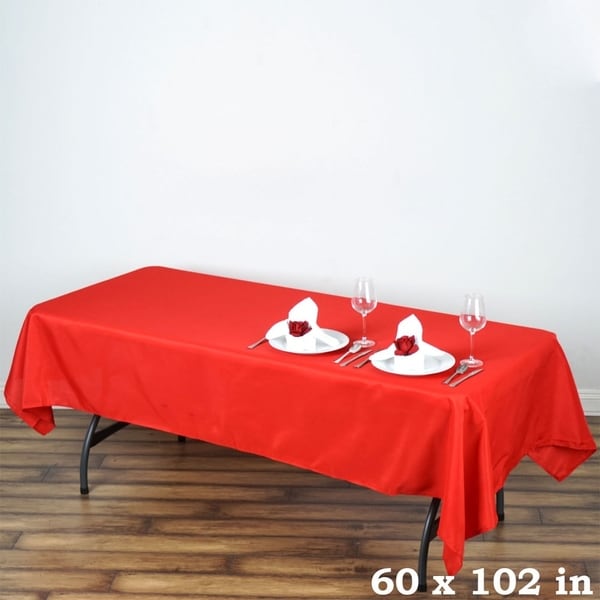 Polyester Rectangle Wedding Tablecloth 60" x 102" Red