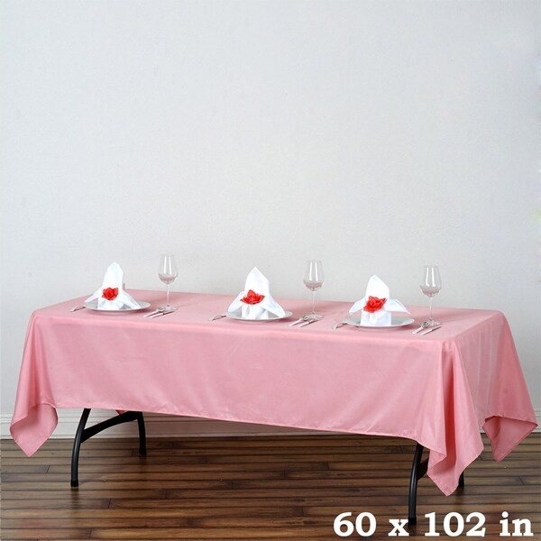 Polyester Rectangle Wedding Tablecloth 60" x 102" Rose Quartz