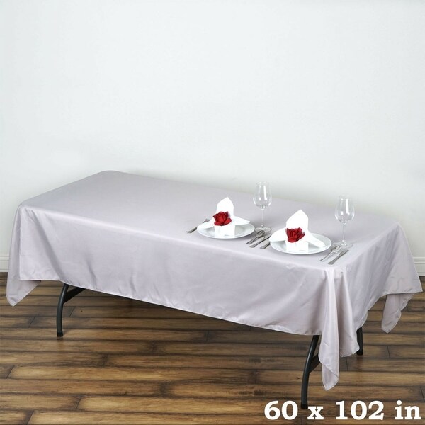 Polyester Rectangle Wedding Tablecloth 60" x 102" Silver