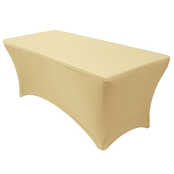 Stretch Spandex Rectangular Tablecloths 4 Foot (48" x 30") Champagne