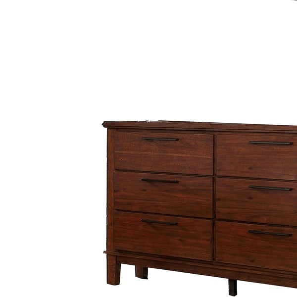 Wood And Metal Dresser With 6 Drawers Cherry Brown And Black On Sale Overstock 29800493