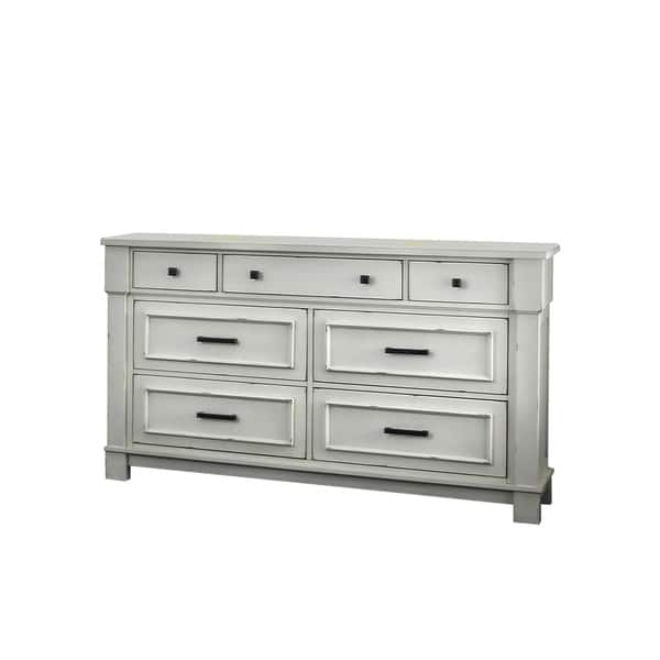 Shop Black Friday Deals On Wood And Metal Dresser With 7 Drawers And Block Legs White And Black Overstock 29800511