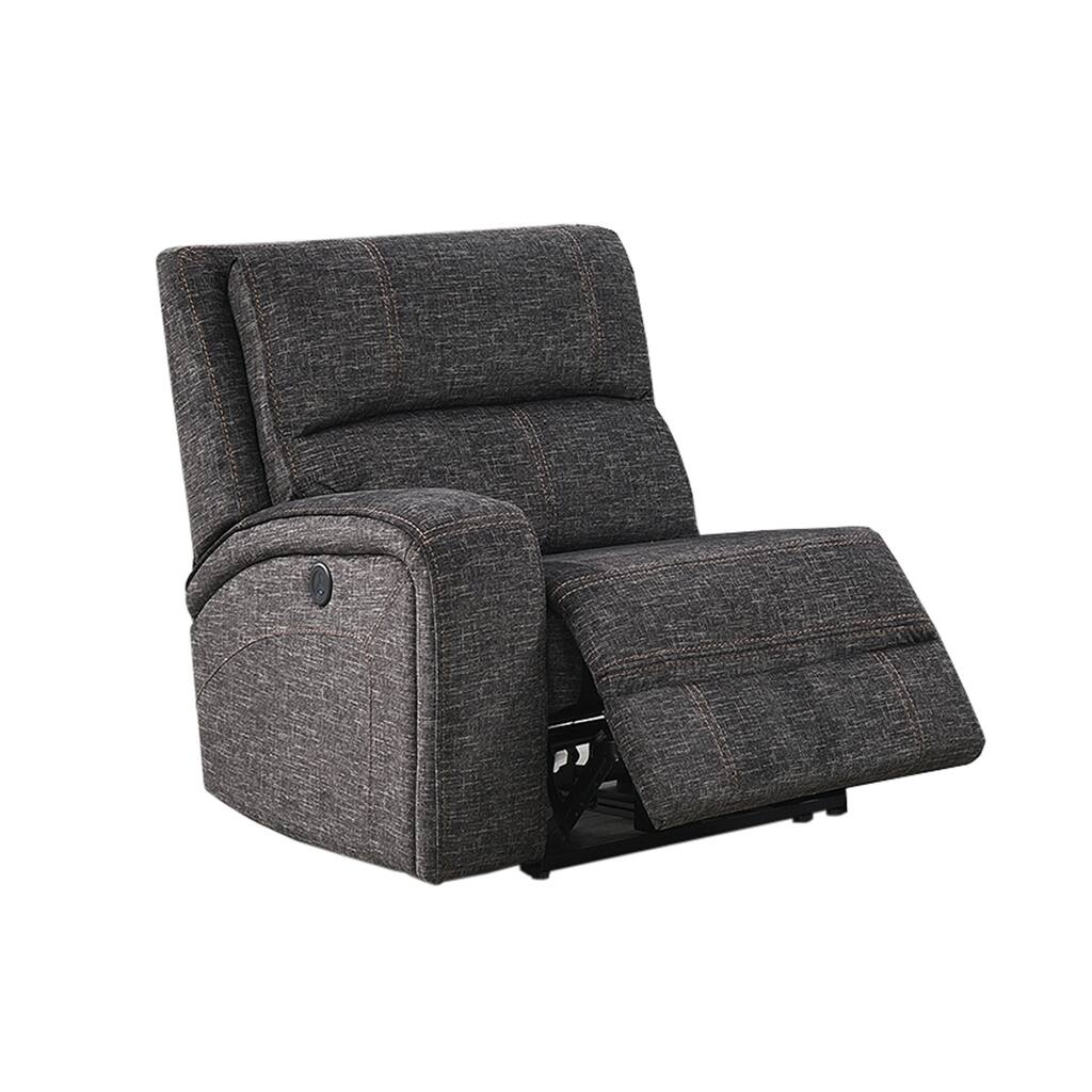 Fabric Upholstered Right Arm Facing Power Recliner Chair, Gray