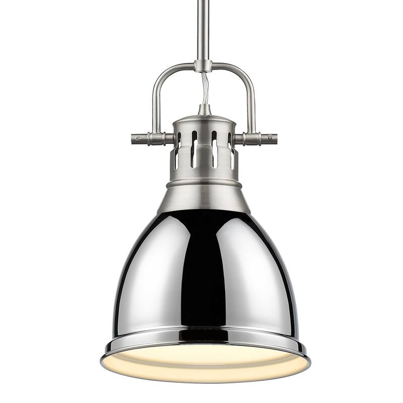 Duncan Small Pendant with Rod - Pewter with Chrome