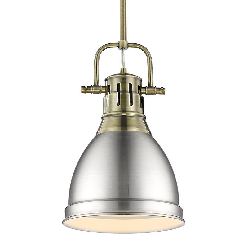 Duncan Small Pendant with Rod - Aged Brass with Pewter