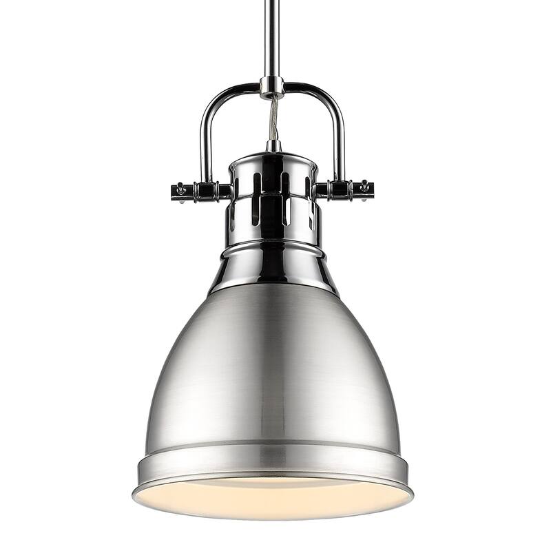 Duncan Small Pendant with Rod - Chrome with Pewter
