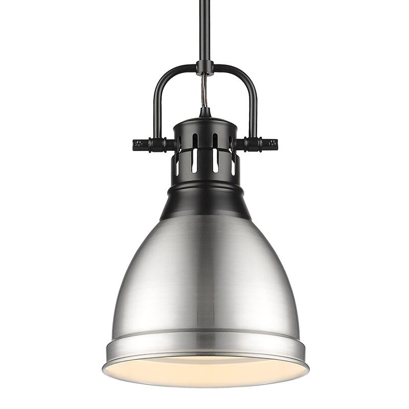 Duncan Small Pendant with Rod - Matte Black with Pewter
