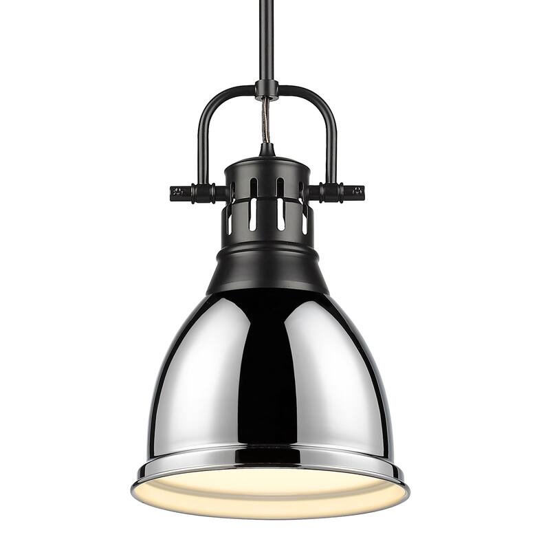 Duncan Small Pendant with Rod - Matte Black with Chrome
