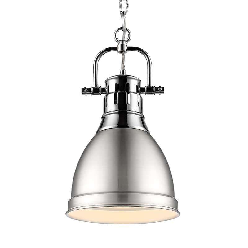 Duncan Small Pendant with Chain - Chrome with Pewter