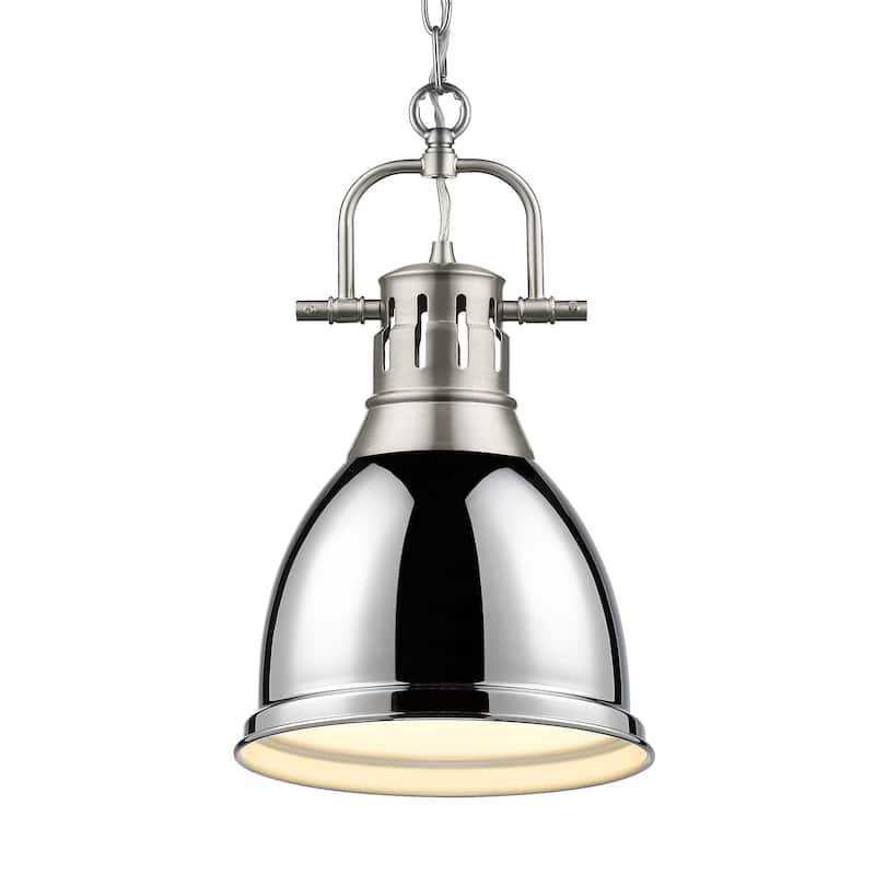 Duncan Small Pendant with Chain - Pewter with Chrome