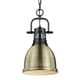 preview thumbnail 6 of 17, Duncan Small Pendant with Chain Matte Black with Aged Brass
