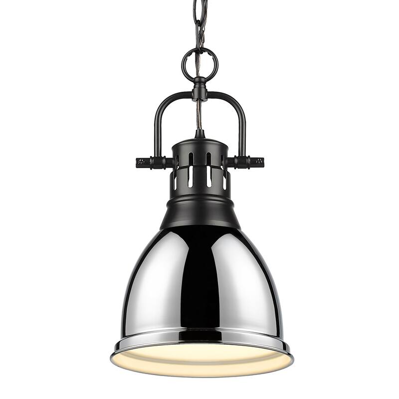 Duncan Small Pendant with Chain - Matte Black with Chrome