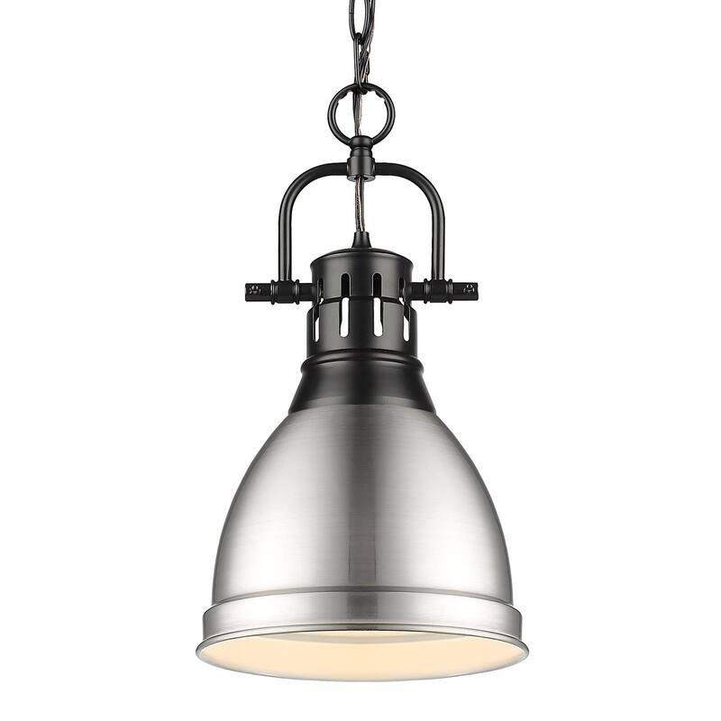 Duncan Small Pendant with Chain - Matte Black with Pewter