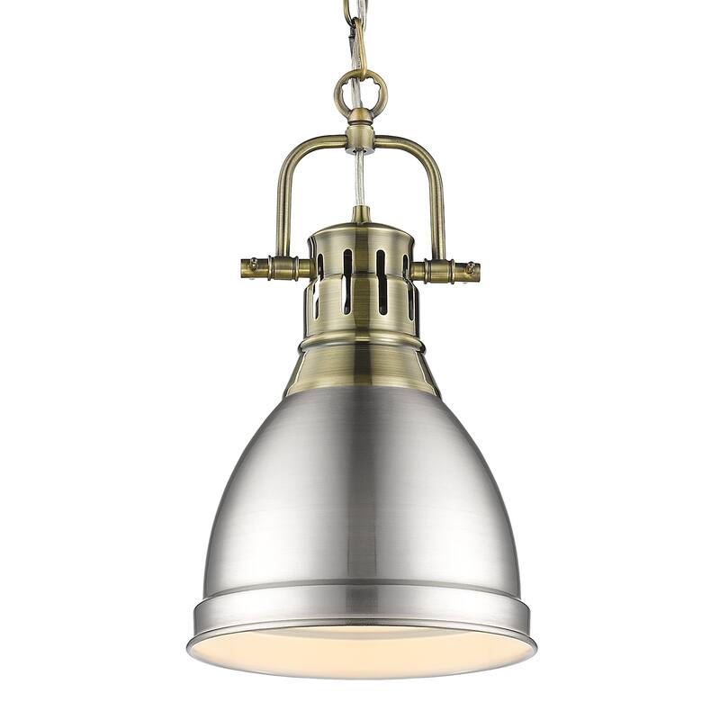 Duncan Small Pendant with Chain - Aged Brass with Pewter
