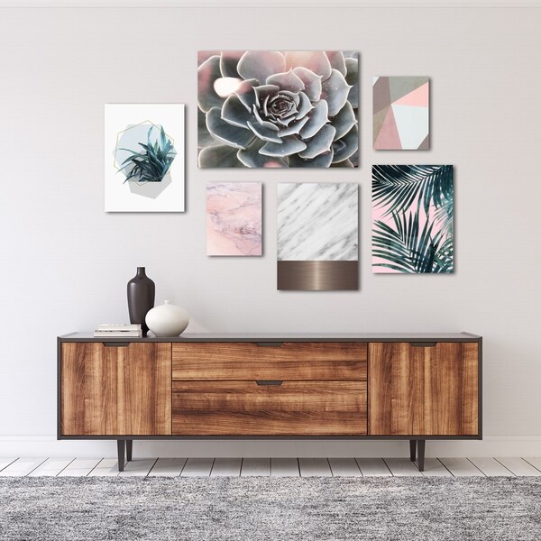 Modern Succulent and Palms Canvas Art Set