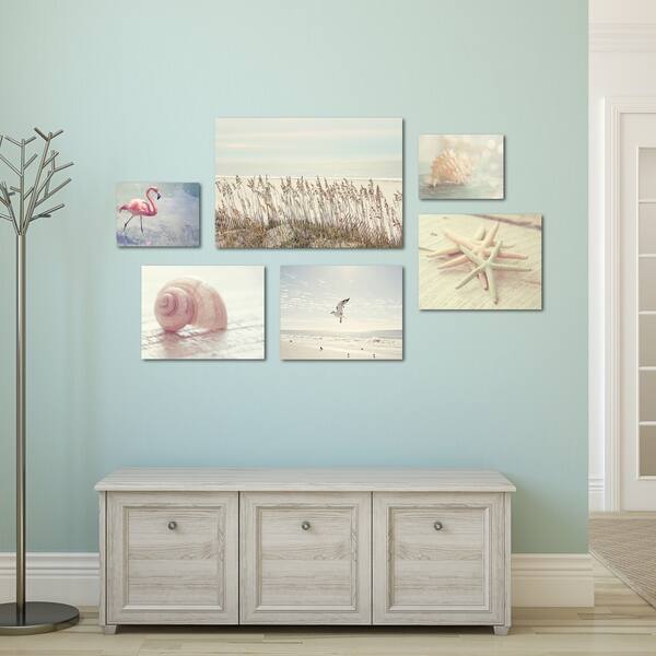 Coastal Beach House 6 Piece Gallery Wrapped Canvas Wall Art Set Bed