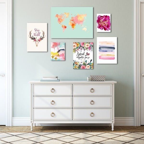 Colorful Modern Watercolor Canvas Art Set